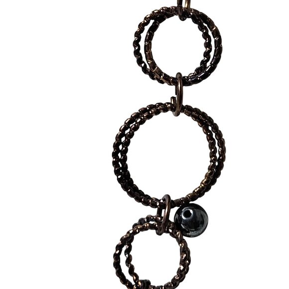 Elegant Bronze Circle Link Necklace Statement Timeless Fashion Jewelry Women - Picture 3 of 6